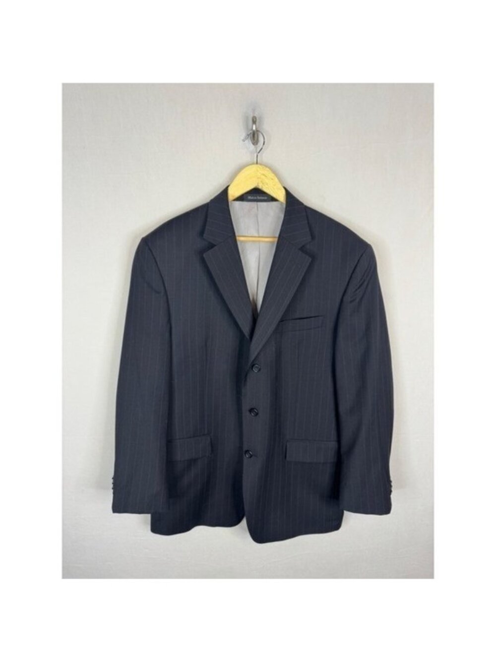 Michael Kors Mens 42R Navy Blue Pinstripe 100% Wool 3 Button Blazer Suit Jacket